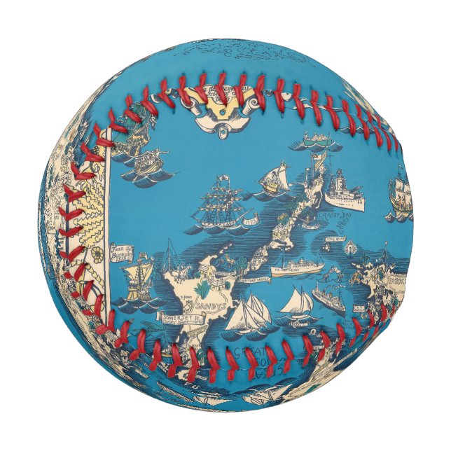 Balle De Baseball Ancienne carte vintage des Bermudes (Devant Gauche)