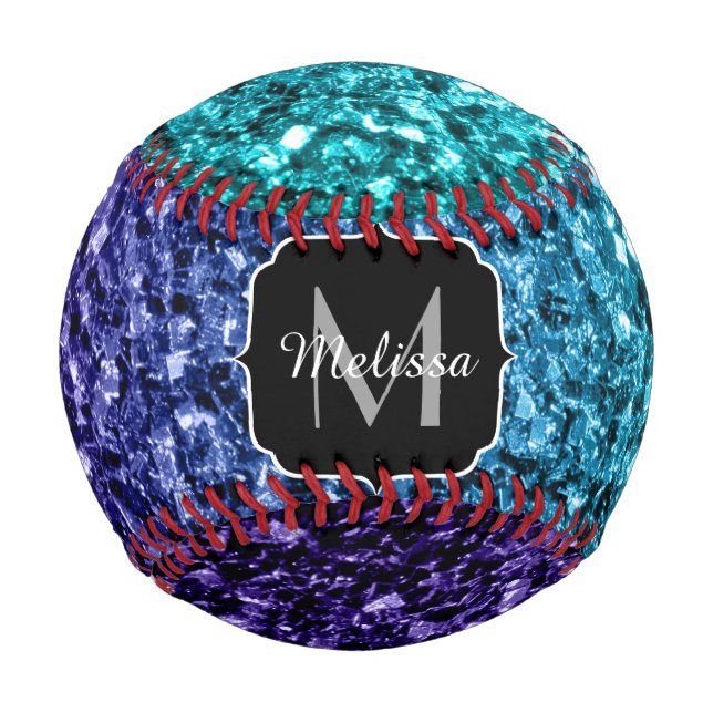 Balle De Baseball Aqua bleu ombre fausse parties scintillant scintil (Devant)