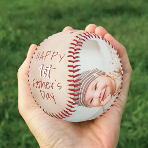 Balle De Baseball Aquarelle 1er Jour du père Script 2 Photos