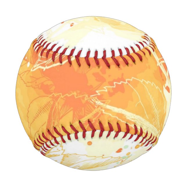 Balle De Baseball Aquarelle vectorielle Arrière - plan & Fleurs trop (Devant)