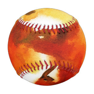 Balle De Baseball aquarelles florales Abstraites 2
