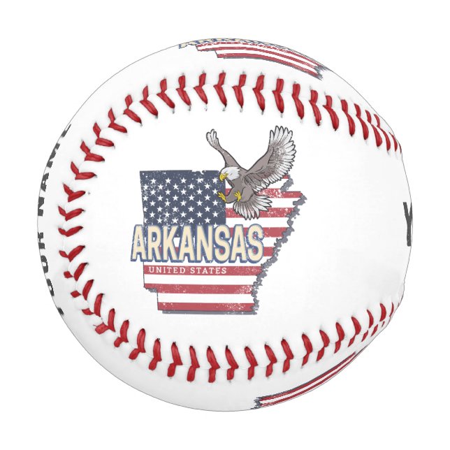 Balle De Baseball Arkansas États-Unis Carte Retro Vintage USA (Devant Gauche)