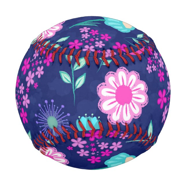 Balle De Baseball Arrière - plan à motif floral mignon (Devant)