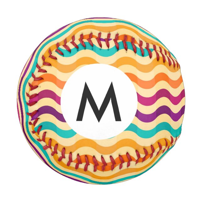 Balle De Baseball Arrière - plan avec rayures dans rétro 2 (Devant Gauche)