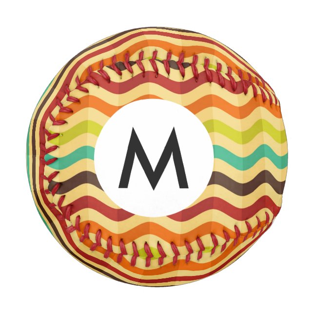 Balle De Baseball Arrière - plan avec rayures dans rétro 4 (Devant Gauche)