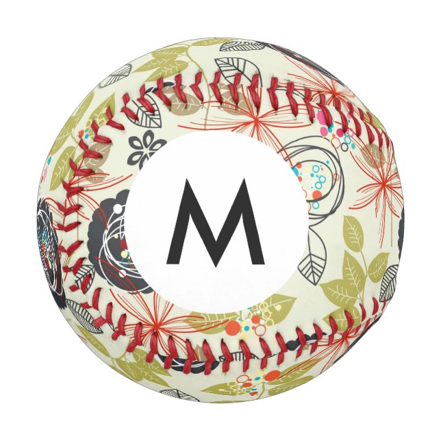 Balle De Baseball Arrière - plan floral Monogram (Devant Gauche)