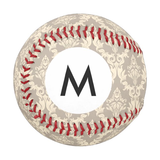 Balle De Baseball Arrière - plan Monogram Damask (Devant Gauche)