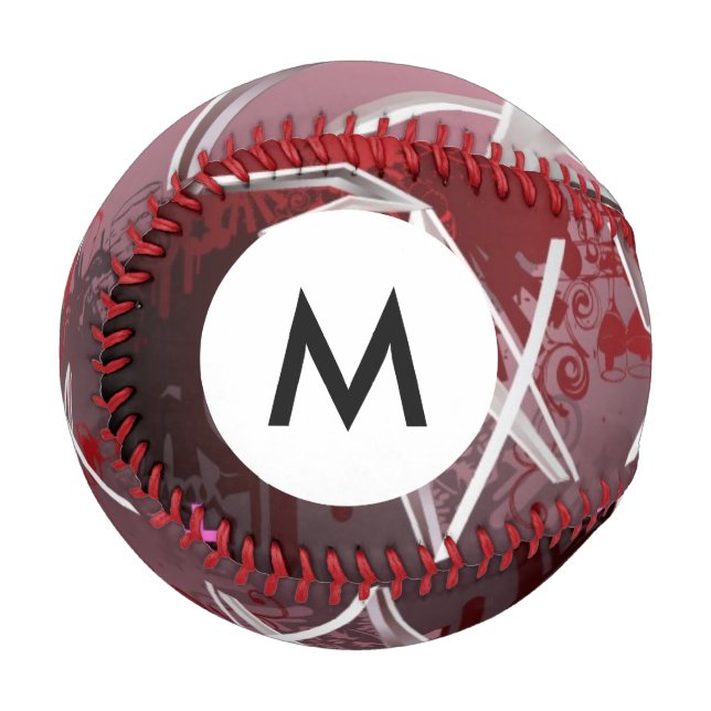 Balle De Baseball Arrière - plans de conception de monogrammes (Devant Gauche)
