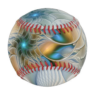 Balle De Baseball Art fractal de fantaisie abstraite avec du bleu