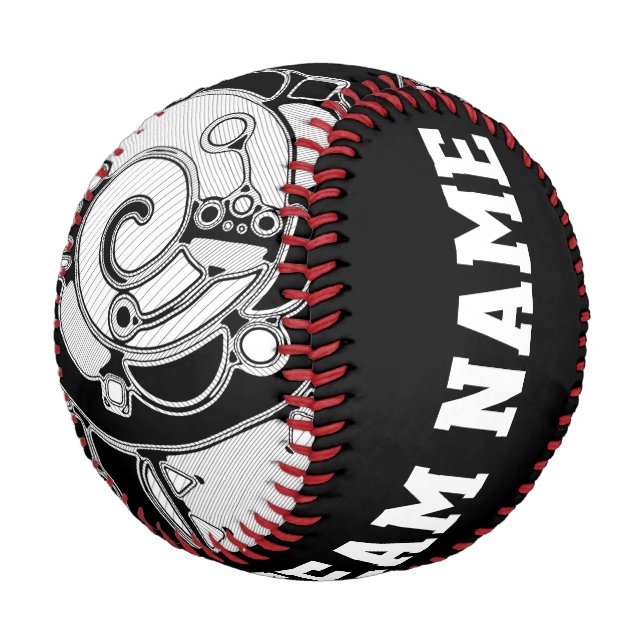 Balle De Baseball Art Géométrique Noir Et Blanc 4 (Angle)