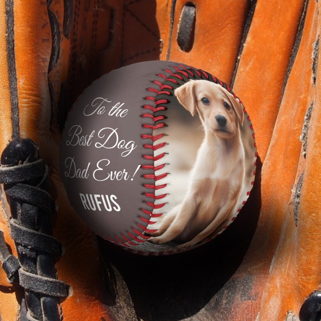 Balle De Baseball Au meilleur papa de chien jamais personnalisé phot (Créateur téléchargé)