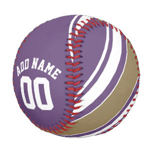 Balle De Baseball Bandes de jersey pourpre et or Numéro de nom pers