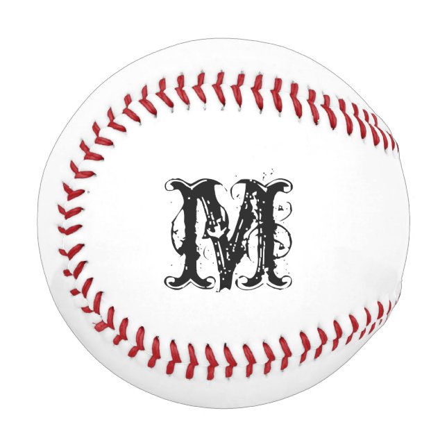 Balle De Baseball Base-ball monogramme avec initiales personnalisées (Devant Gauche)