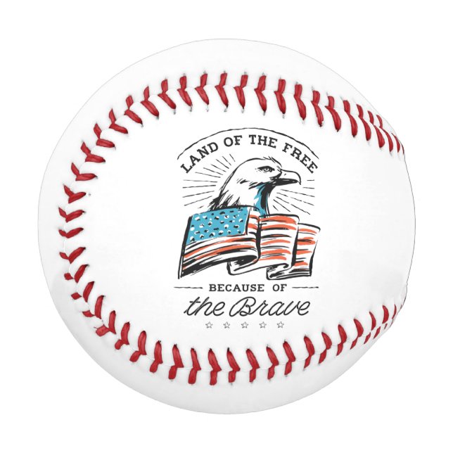 Balle De Baseball Baseball 4 juillet Fête de l'Indépendance drapeau  (Devant Gauche)