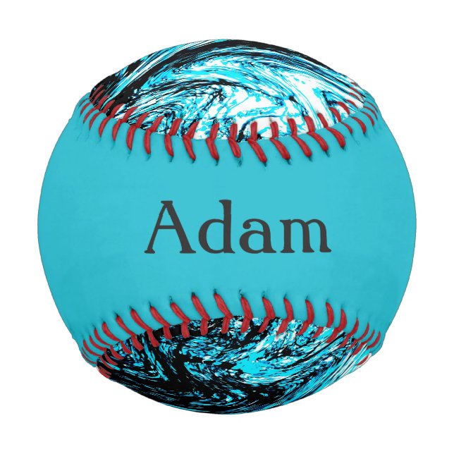 Balle De Baseball Baseball abstrait Monogram Aqua (Dos)