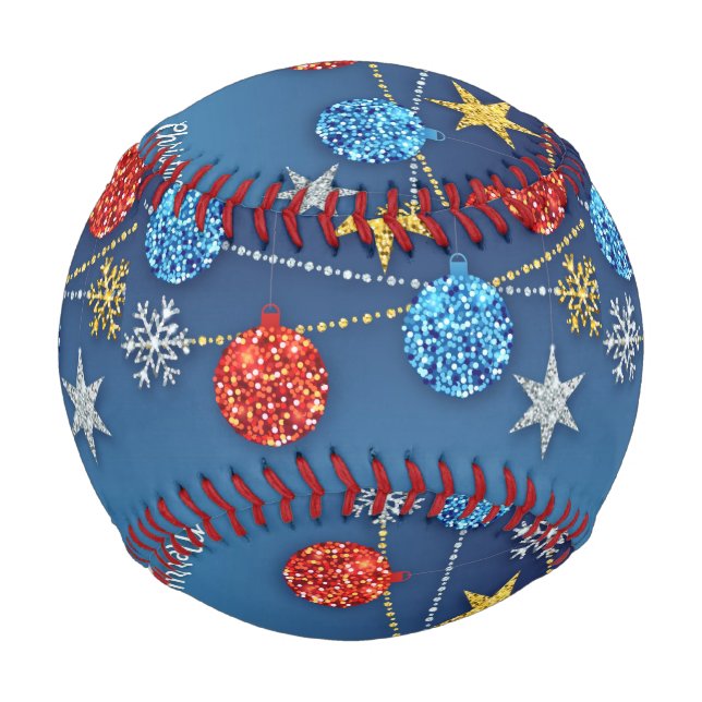 Balle De Baseball Baseball de Noël bleu (Devant)