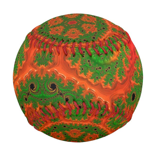 Balle De Baseball Baseball Kaleidoscope orange et vert (Devant)