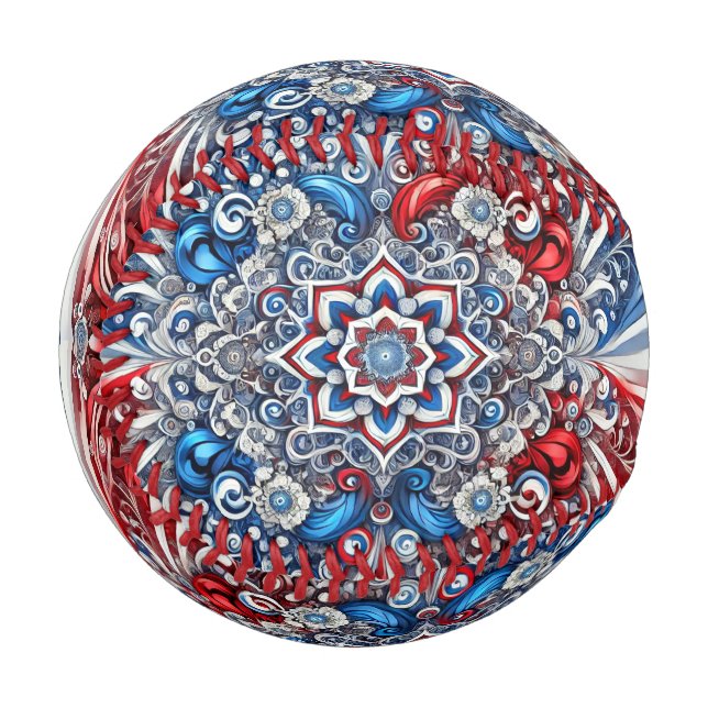 Balle De Baseball Baseball patriotique avec couleurs françaises (Devant Gauche)