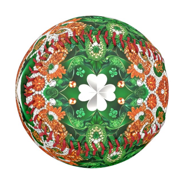 Balle De Baseball Baseball patriotique avec couleurs irlandaises (Devant Gauche)