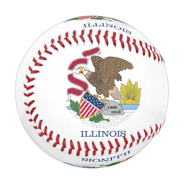 Balle De Baseball Baseball patriotique avec drapeau de l'Illinois, É (Devant Gauche)