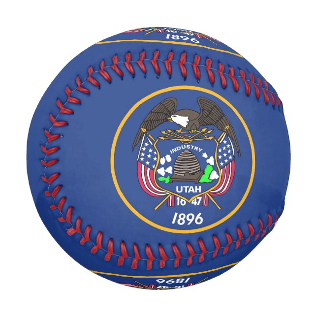 Balle De Baseball Baseball patriotique avec drapeau de l'Utah (Devant Gauche)