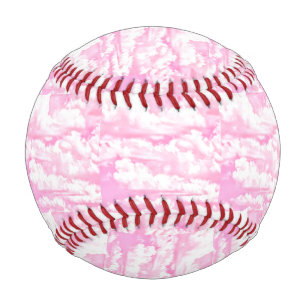 Balle De Baseball Bébé Rose Joyeux Nuages Arrière-plan