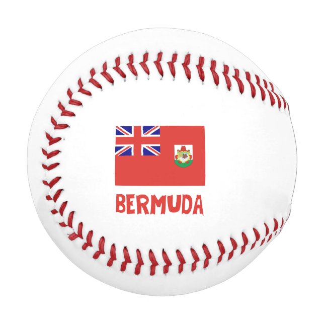 Balle De Baseball Bermudes et Bermudes Drapeau avec votre nom (Devant Gauche)