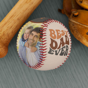 Balle De Baseball Best Dad Ever 2 photo avec typographie rétro Super