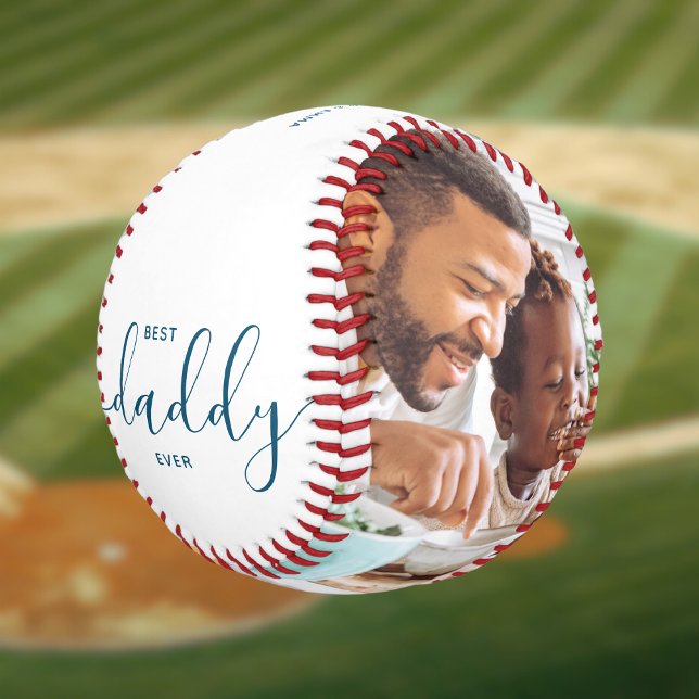 Balle De Baseball Best Daddy Ever Custom Text Photo Don (Créateur téléchargé)