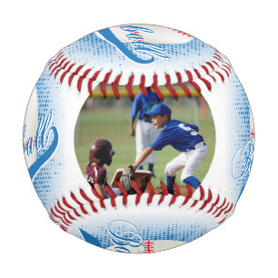 Balle De Baseball Bleu   Baseball Retro Blanc avec photo