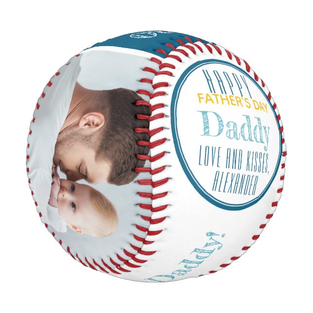 Balle De Baseball Bonne Fête des pères Custom Photo Baseball (Angle)