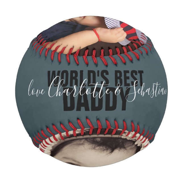 Balle De Baseball Bonne Fête des pères Mondes Personnalisés Best Dad (Dos)