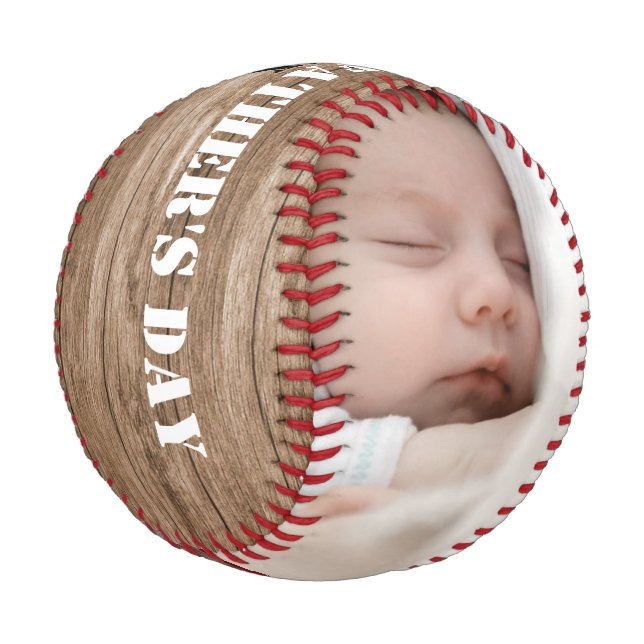 Balle De Baseball Bonne première Fête des pères 2 Photo Collage Bois (Angle)