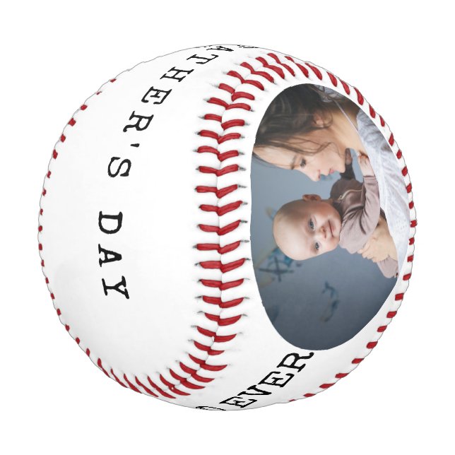 Balle De Baseball Bonne première Fête des pères 2 photo Meilleur pap (Angle)