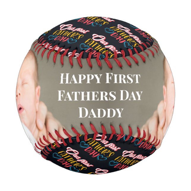 Balle De Baseball Bonne première Fête des pères papa (Devant)