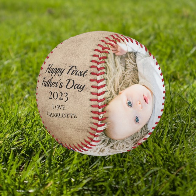 Balle De Baseball Bonne première Fête des pères personnalisée l'un d (Créateur téléchargé)