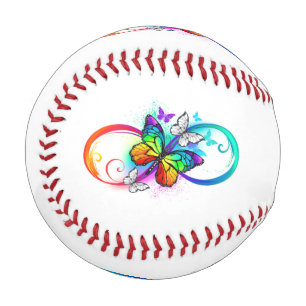 Balle De Baseball Bright infinity with rainbow butterfly