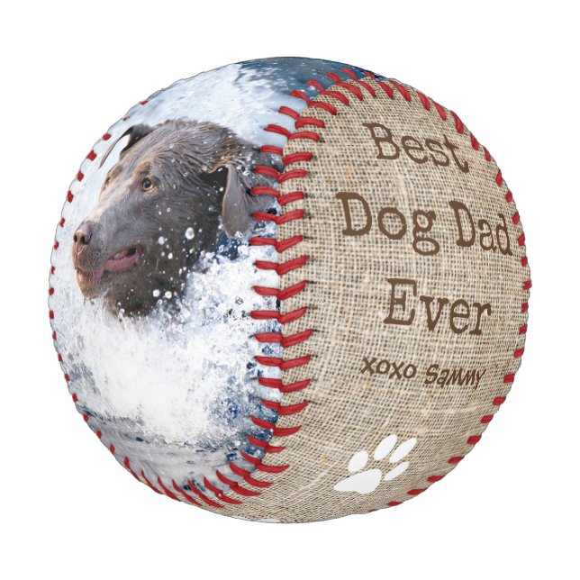 Balle De Baseball Burlap Meilleur Chien Papa Jamais Deux Fêtes des p (Angle)