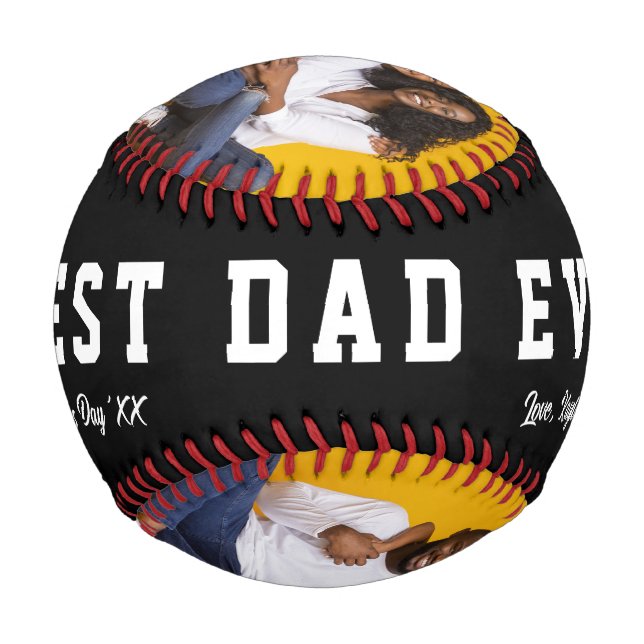 Balle De Baseball Cadeau de Fête des pères photo personnalisé (Dos)