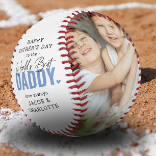Balle De Baseball Cadeau photo 'Meilleur Papa du Monde' simple et mo