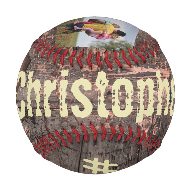 Balle De Baseball Cadeau pour papa Effet bois #1 Papa (Devant)