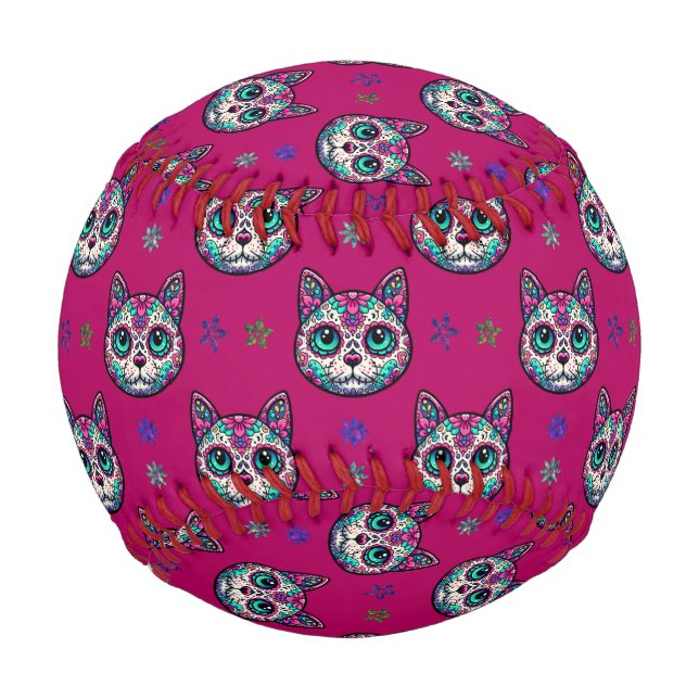 Balle De Baseball Calavera Cat Art Motif (Devant)