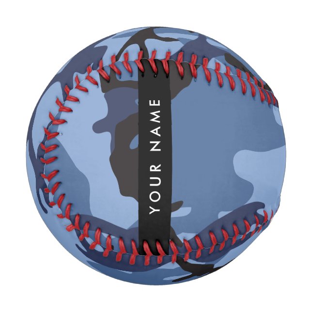 Balle De Baseball Camouflage bleu marine Votre nom Personnalisez (Devant Gauche)