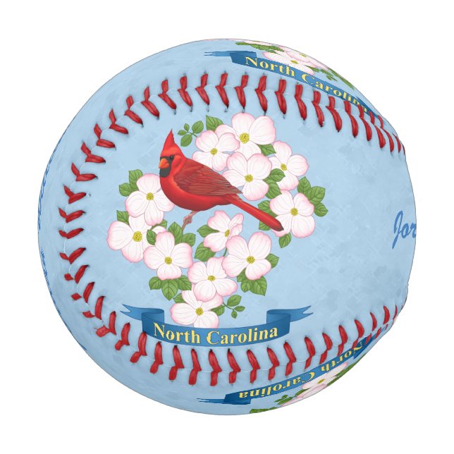 Balle De Baseball Cardinal d'État de Caroline du Nord Oiseau Dogwood (Devant Gauche)
