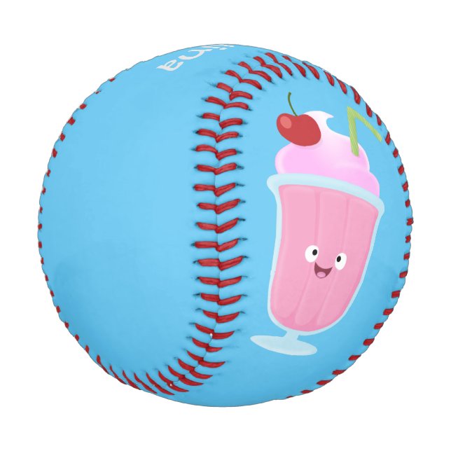 Balle De Baseball Caricature de crème glacée de fraise mignonne (Angle)