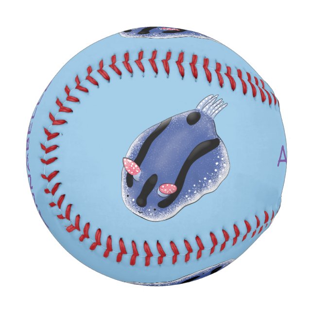 Balle De Baseball Caricature de nudibranche bleu mignon (Devant Gauche)