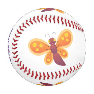 Balle De Baseball Caricature joli papillon orange