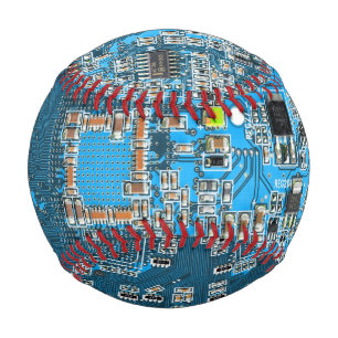 Balle De Baseball Carte de circuit Geek d'ordinateur bleu