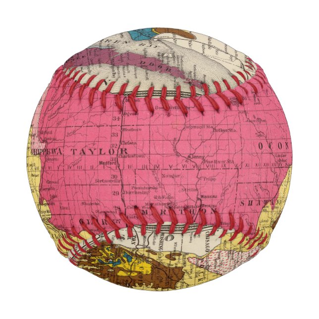 Balle De Baseball Carte géologique du Wisconsin (Devant)