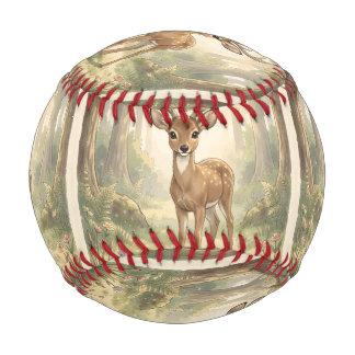 Balle De Baseball Cerf mignon vintage dans la forêt